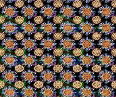 Raster illüstrasyonundaki çiçek desenli çizim. Siyah renkte çiçekler.