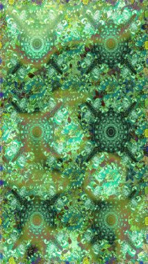 Raster illüstrasyonu. Yeşil ve nötr renklerde çiçekler. Kusursuz çiçek deseni duvar kağıdı için kullanılabilir.