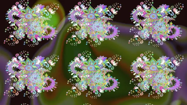 Küçük çiçekteki sevimli çiçek deseni. Yeşil renkli çiçekler. Raster illüstrasyonu.