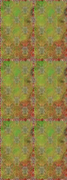 Elle çizilmiş çiçek deseni (fayans). Tekstil için dikişsiz suluboya desen. Sevimli çiçekler, desenli, yeşil ve kahverengi renklerle renksiz desen..