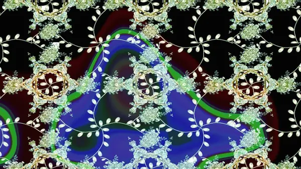 Çiçek desenli çizim. Siyah renkli çiçekler. Raster illüstrasyonu. Raster illüstrasyonu. Asya tekstil tarzında.