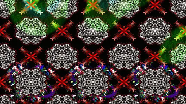 Raster deseni. Raster illüstrasyonu. Siyah renklerde. Soyut çiçek çizim kalıbı arka planı. Küçük çiçekte sevimli çiçek deseni var..