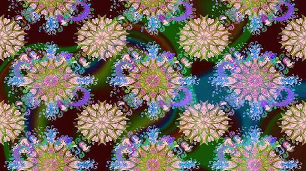 Raster illüstrasyonundaki çiçek desenli çizim. Raster illüstrasyonu. Güzel kumaş deseni. Tarafsız renklerde.