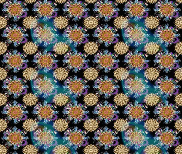 Hint süsü. Renkli süs kenarı. Çiçek duvar kağıdı. Çizim kalıbı. Raster illüstrasyonu. Siyah renklerde.