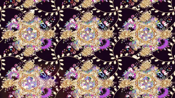 Raster düz çiçek çizim deseni. Hediye ambalaj kağıdı, tebrik kartları, posterler ve pankart tasarımı. Siyah renkte çiçekler.