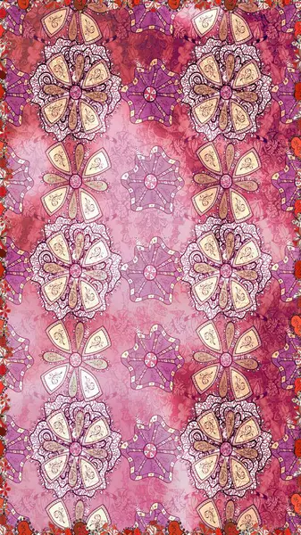 Çoklu olopink ve nötr küçük çiçekler pembe ve nötr renklerdeki komik böcekler, raster desen, illüstrasyon.