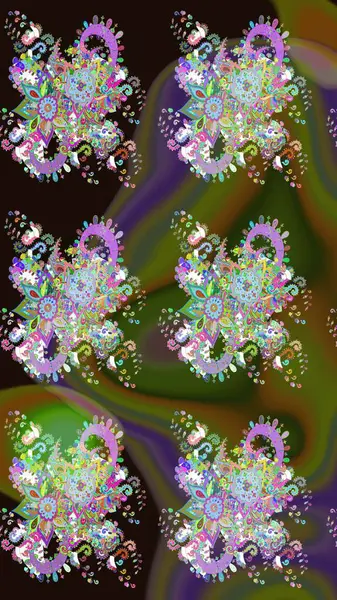 Raster illüstrasyonu. Çizim çiçek deseni duvar kâğıdı olarak kullanılabilir. Yeşil renkte çiçekler.