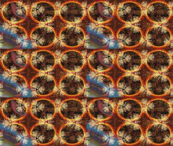 Kahverengi renkli Asya tekstili. Raster illüstrasyonu. Çiçek desenini çiz.