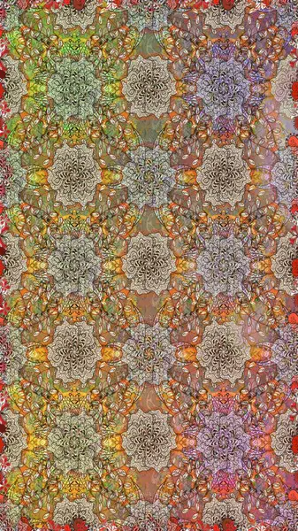 Raster. Kahverengi renkte güzel çiçekler, suluboya desenli, duvar kağıdı, kart ya da kumaş için fayanslı desenler..