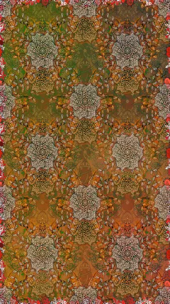 Raster illüstrasyonu. Kahverengi renklerde bahar çiçekleri. Raster çiçek desenli ve çiçekli..