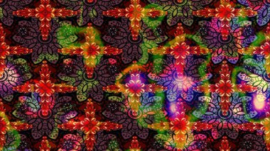 Kahverengi renklerde bahar çiçekleri. Raster illüstrasyonu. Çiçek ve yapraklı karalama şeklinde Raster çiçek deseni.