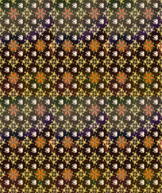 Tekstil, kumaş, kapaklar, duvar kağıtları, baskı, naylon, koleksiyon defteri, örgü, dekupaj için güzel bir eskiz. Küçük kahverengi çiçekli oldukça eski bir besin torbası deseni. Millefleurlar.