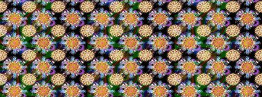 Vadinin siyah ve bej renkli çiçekleri. Raster dikişsiz çiçek deseni.