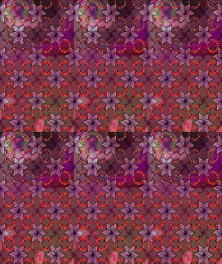 Raster illüstrasyonu. Kusursuz dekoratif arka plan, çiçek mandala. Çiçek. Kahverengi ve mor renklerde.