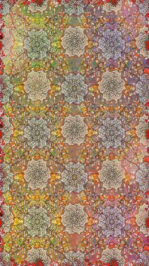 Raster Güzel kumaş deseni. Raster suluboya deseni, narin çiçekler, kahverengi çiçekler, tebrik kartı şablonu..