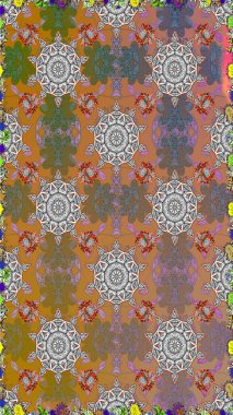 Çiçek arkaplan. Çiçek duvar kâğıdı. Raster illüstrasyonu. Kahverengi renkli şirin tekstil. Renkli, pürüzsüz desen.