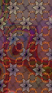 Soyut etnik raster çizim kalıbı. Kabile sanatı boho baskısı, klasik çiçek arkaplanı. Arkaplan dokusu, duvar kağıdı, kahverengi ve bej renkli çiçek teması.