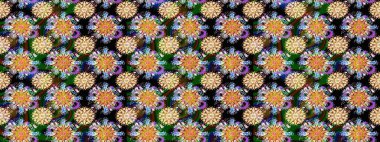 Vadinin siyah ve bej renkli çiçekleri. Raster dikişsiz çiçek deseni.