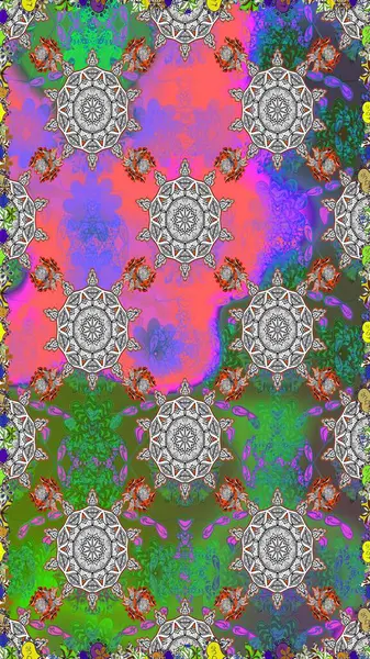 Yeşil renkli çiçekler. Çiçekli karalama şeklinde Raster çiçek deseni. Yumuşak, bahar çiçekli arka plan.