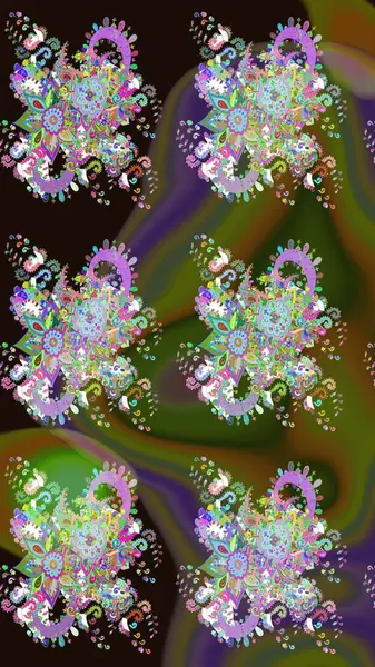 Raster illüstrasyonu. Çizim çiçek deseni duvar kâğıdı olarak kullanılabilir. Yeşil renkte çiçekler.