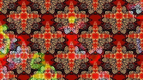 Düz Çiçek Elementleri Tasarımı. Kırmızı renkte çiçekler. Çiçekli çiçek deseni, suluboya. Raster illüstrasyonu. Renkli Bahar Teması çizim şablonu.