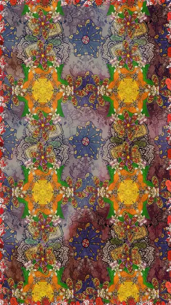 Modaya uygun kumaş deseni. Sevimli çiçek raster deseni. Renkli Yaz Temalı eskiz kalıbı. Düz Çiçek Elementleri Tasarımı.