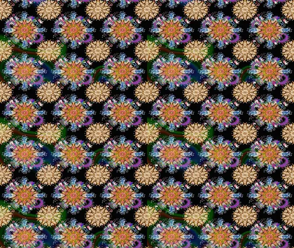 Raster illüstrasyonundaki çiçek desenli çizim. Siyah renkte çiçekler.