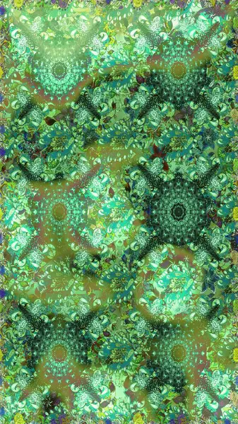 Raster illüstrasyonu. Yeşil ve nötr renklerde çiçekler. Kusursuz çiçek deseni duvar kağıdı için kullanılabilir.