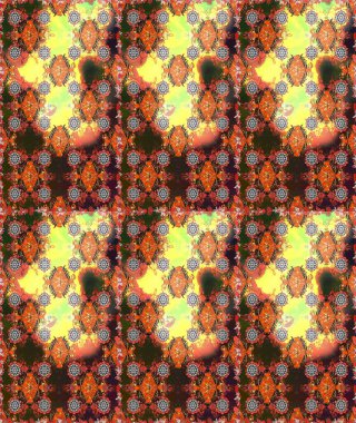 Çiçeksiz desenli arka plan. Kahverengi ve turuncu renkli çiçekler. Düz Çiçek Elementleri Tasarım Raster illüstrasyonu. Renkli Bahar Teması Kusursuz Arkaplan.