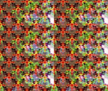 Asya tekstil tarzında. Güzel kumaş deseni. Raster illüstrasyonu. Renkli Bahar Teması eskiz kalıbı. Düz Çiçek Elementleri Tasarımı. Çiçek desenini çiz.