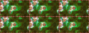 Çiçeksiz desenli nakış işlemeli gelincikler ve vadideki zambaklar. Tekstil tasarımı için geleneksel Raster çiçek buketi yeşil ve kahverengi renkler.