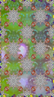 Küçük çiçekteki sevimli çiçek deseni. Yeşil ve gri renkte çiçekler.