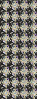 Raster Çiçek İllüstrasyonu güzel tekstil. Gri renkli etnik çiçeklerle zarif eskiz deseni.