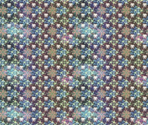 Tarafsız renklerde etnik çiçeklerle süslenmiş zarif bir eskiz. Raster Çiçek İllüstrasyon Şirin Tekstil.