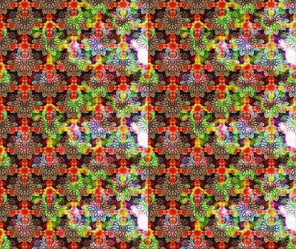 Asya tekstil tarzında. Güzel kumaş deseni. Raster illüstrasyonu. Renkli Bahar Teması eskiz kalıbı. Düz Çiçek Elementleri Tasarımı. Çiçek desenini çiz.