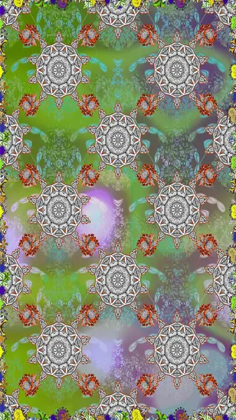 Küçük çiçekteki sevimli çiçek deseni. Yeşil ve gri renkte çiçekler.