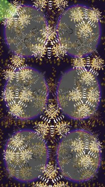 Gri ve kahverengi renkli Asya tekstili. Raster illüstrasyonu. Çiçek desenini çiz.