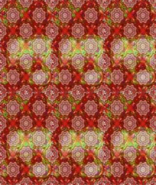 Raster illüstrasyonunda kusursuz çiçek deseni. Suluboya tarzında kırmızı ve kahverengi renkte çiçekler.