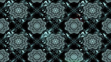 Raster illüstrasyonu. Çiçek desenli çizim. Siyah renklerde Asya tekstili.