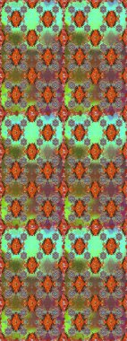 Raster illüstrasyonu. Şirin çiçekli kusursuz desen ve kahverengi ve yeşil renkli yapraklar, suluboya çiçek deseni, duvar kağıdı, kart veya kumaş için fayanslı.