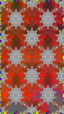 Düz çiçek öğeleri tasarım. Raster. Bahar Tema Dikişsiz desen arka plan rengi.