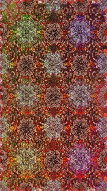 Kusursuz Chichi kumaş deseni. Renkli Bahar Temalı Kusursuz Arkaplan. Raster illüstrasyonu. Çiçek deseni. Düz Çiçek Elementleri Tasarımı.