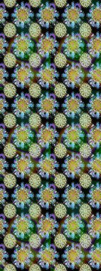 Elle boyanmış suluboya, dikişsiz çiçekler ve bitkiler. Tarafsız ve yeşil renkte çiçekler.