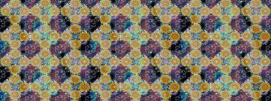 Asya tekstil tarzında. Raster illüstrasyonu. Kusursuz çiçek deseni. Raster illüstrasyonu. Tarafsız ve kahverengi renkte çiçekler.