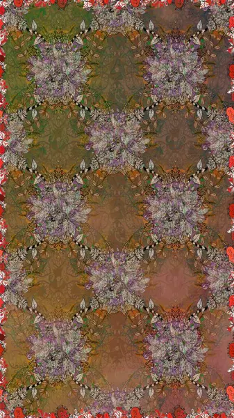 Raster illüstrasyonu. Kahverengi ve bej renkli çiçekler. Çiçeksiz desenli arka plan, vuruşlar, sıçramalar, yaz çiçekleri..