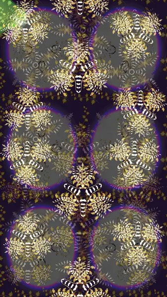 Gri ve kahverengi renkli Asya tekstili. Raster illüstrasyonu. Çiçek desenini çiz.