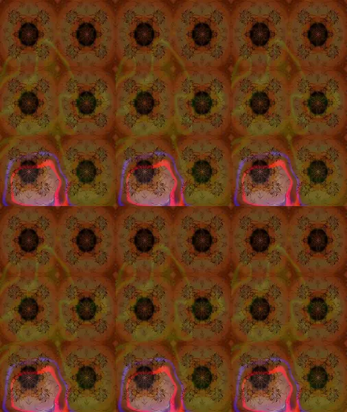 Raster illüstrasyonu. Kahverengi renklere karalamalar çizilmiş çiçek deseni.