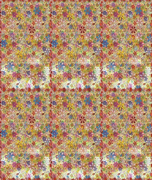 Tomurcukları papatya çiçekleri olan sevimli bir çiçek deseni. Raster illüstrasyonu. Kumaş, tekstil, duvar kağıdı baskısı için. Kusursuz bir geçmişi var. Miles Fleur, süslü püslü bir süs. Antika retro tarzı.