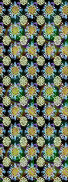 Elle boyanmış suluboya, dikişsiz çiçekler ve bitkiler. Tarafsız ve yeşil renkte çiçekler.