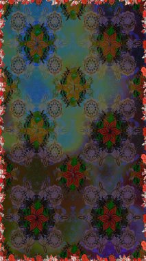 Düz Çiçek Elementleri Tasarımı. Raster illüstrasyonunda kusursuz çiçek deseni. Kahverengi renkli çiçekler. Renkli Bahar Teması Kusursuz Arkaplan.